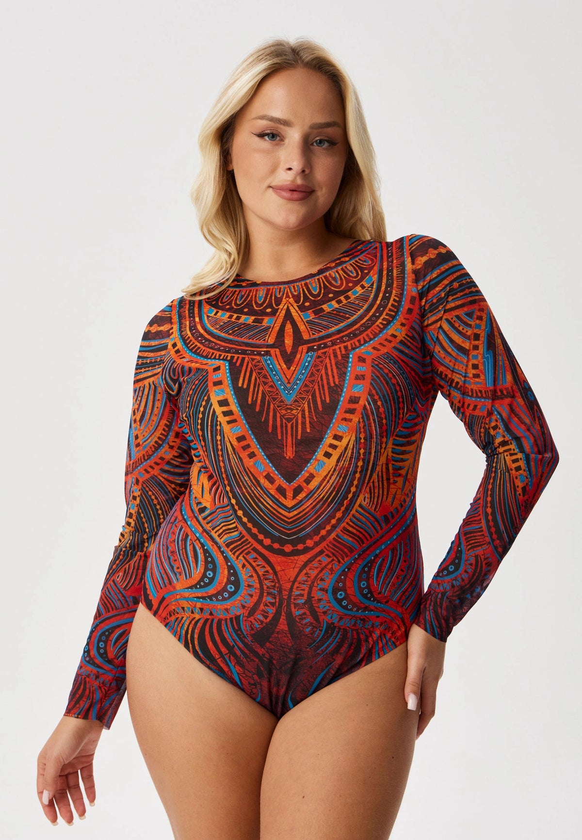 Long sleeve swimsuit "Tribal sunset"