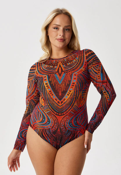 Long sleeve swimsuit "Tribal sunset"