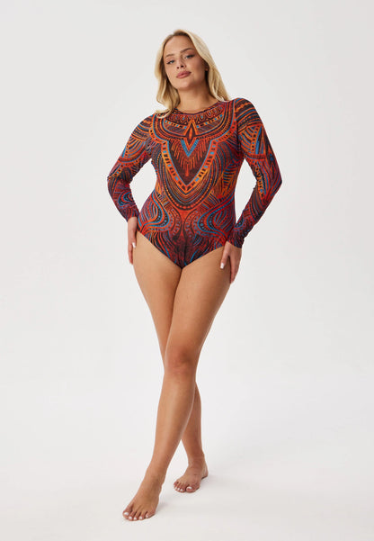 Long sleeve swimsuit "Tribal sunset"