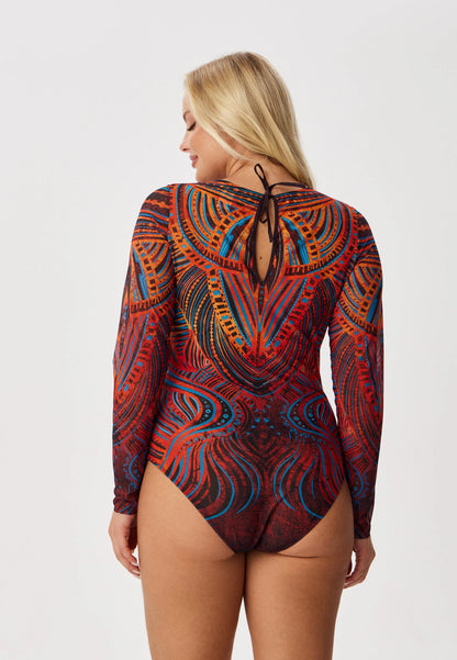 Long sleeve swimsuit "Tribal sunset"